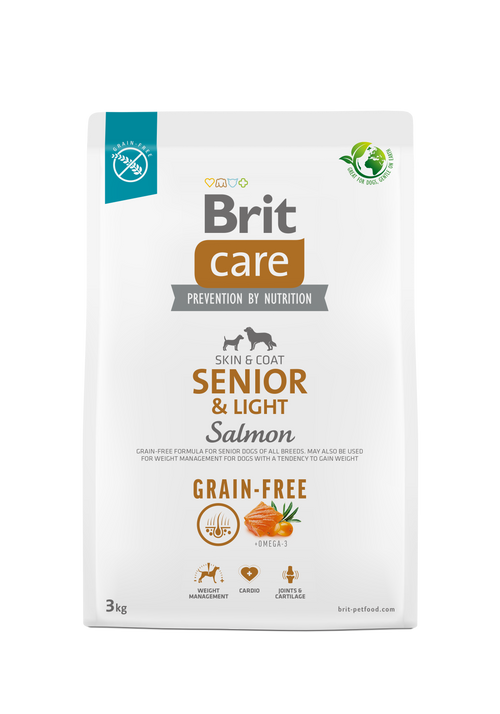 Ξηρά τροφή σκύλου Brit Care Adult Grain Free Senior LIGHT Σολομός
