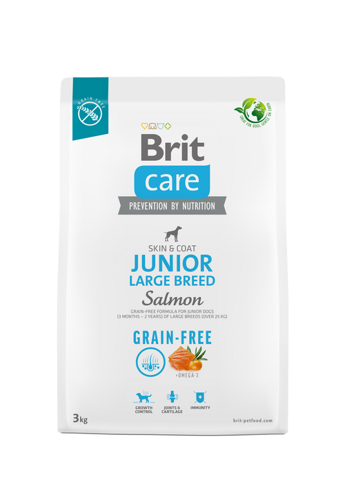 Ξηρά τροφή σκύλου Brit Care GRAINFREE Junior Large Σολομός