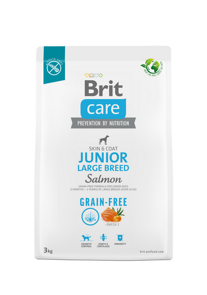Ξηρά τροφή σκύλου Brit Care GRAINFREE Junior Large Σολομός