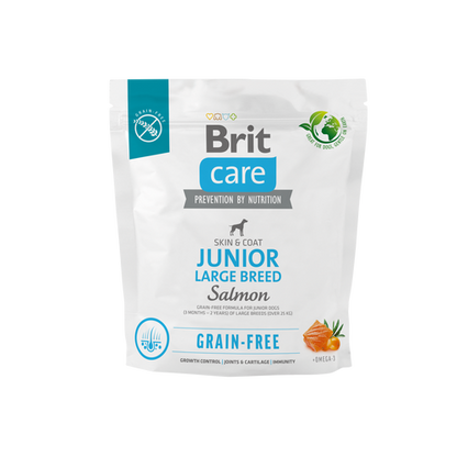 Ξηρά τροφή σκύλου Brit Care GRAINFREE Junior Large Σολομός