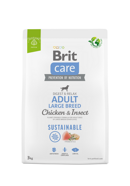 Ξηρά τροφή σκύλου Brit Care Sustainable Adult Large Κοτόπουλο & Έντομα