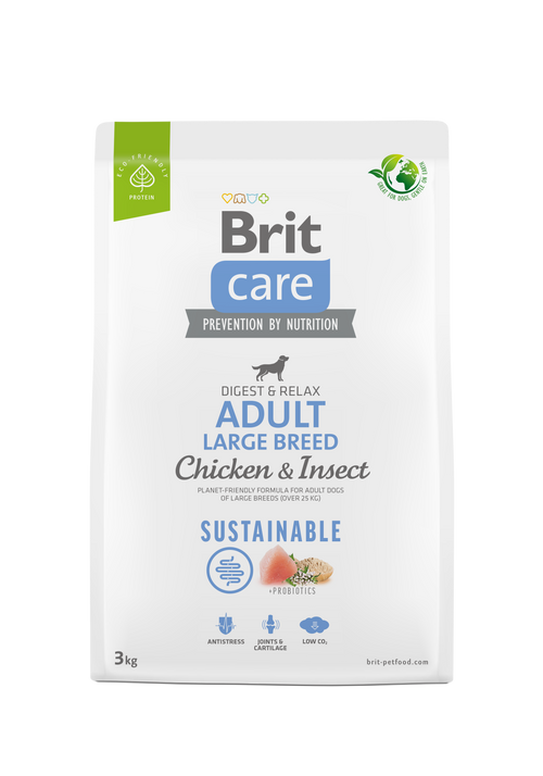Ξηρά τροφή σκύλου Brit Care Sustainable Adult Large Κοτόπουλο & Έντομα