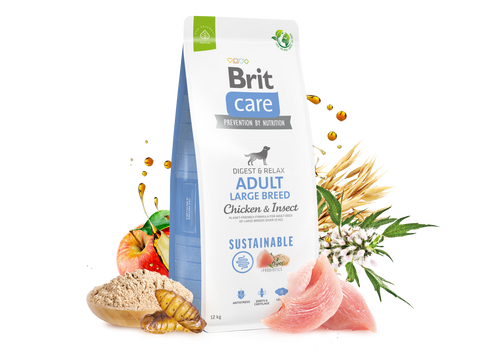 Ξηρά τροφή σκύλου Brit Care Sustainable Adult Large Κοτόπουλο & Έντομα
