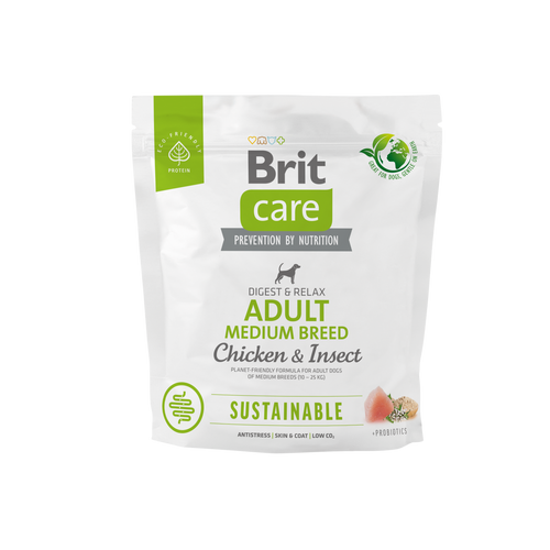Ξηρά τροφή σκύλου Brit Care Sustainable Adult Medium Κοτόπουλο & Έντομα