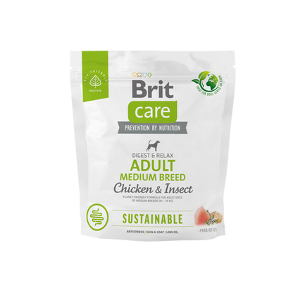 Ξηρά τροφή σκύλου Brit Care Sustainable Adult Medium Κοτόπουλο & Έντομα