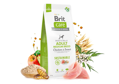 Ξηρά τροφή σκύλου Brit Care Sustainable Adult Medium Κοτόπουλο & Έντομα