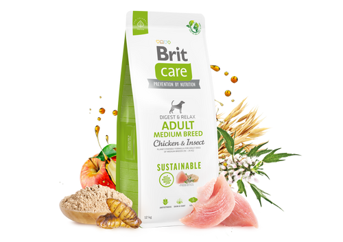 Ξηρά τροφή σκύλου Brit Care Sustainable Adult Medium Κοτόπουλο & Έντομα