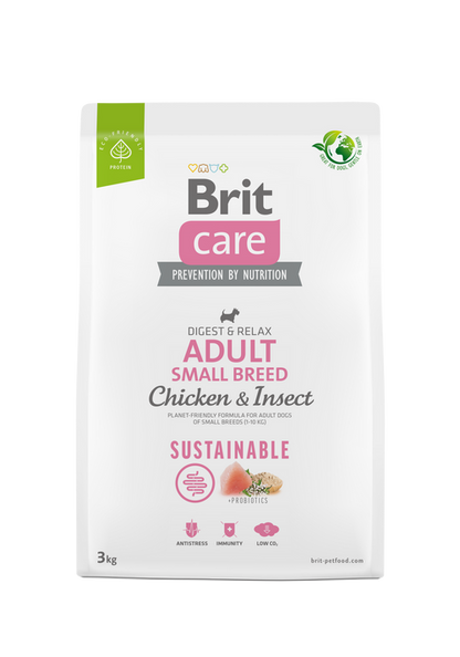 Ξηρά τροφή σκύλου Brit Care Sustainable Adult Small Κοτόπουλο & Έντομα