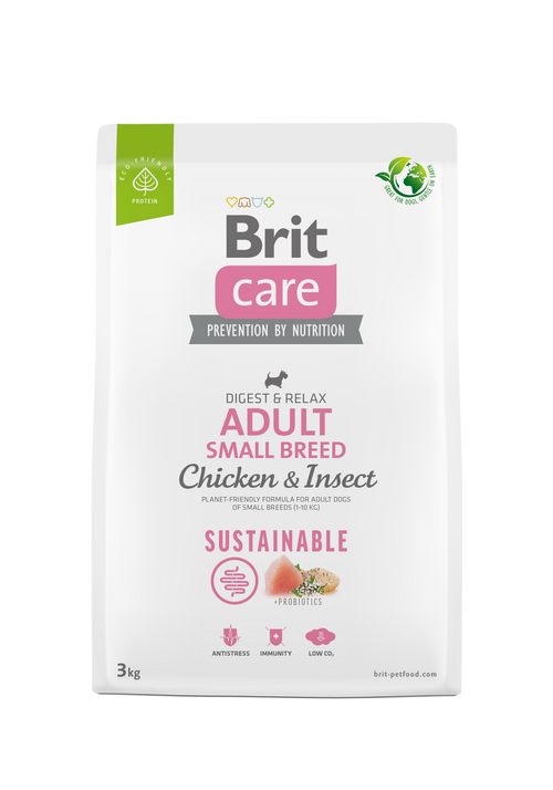 Ξηρά τροφή σκύλου Brit Care Sustainable Adult Small Κοτόπουλο & Έντομα