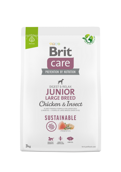Ξηρά τροφή σκύλου Brit Care Sustainable Junior Large Κοτόπουλο & Έντομα