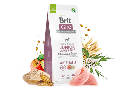 Ξηρά τροφή σκύλου Brit Care Sustainable Junior Large Κοτόπουλο & Έντομα