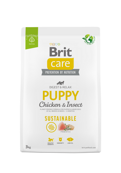 Ξηρά τροφή σκύλου Brit Care Sustainable Puppy Κοτόπουλο & Έντομα