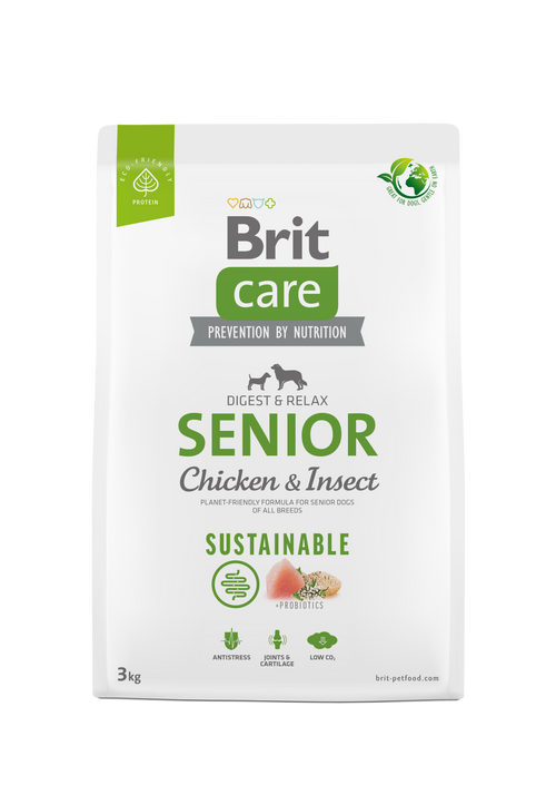 Ξηρά τροφή σκύλου Brit Care Sustainable Senior Κοτόπουλο & Έντομα