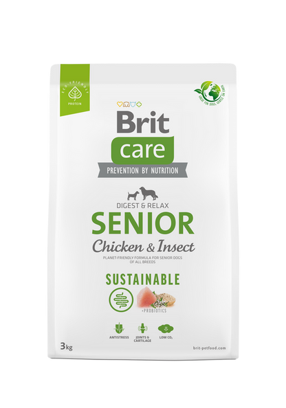 Ξηρά τροφή σκύλου Brit Care Sustainable Senior Κοτόπουλο & Έντομα