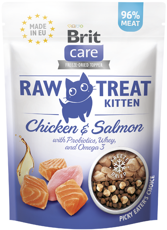 Λιχουδιά για γατάκι Brit Care Kitten Raw Treats Κοτόπουλο-Σολομός (40gr)