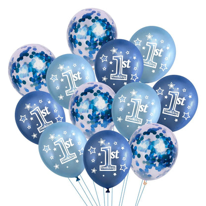 Σύνθεση με μπαλόνια για party σκύλου-γάτας FIRST BIRTHDAY