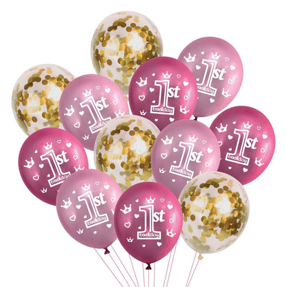 Σύνθεση με μπαλόνια για party σκύλου-γάτας FIRST BIRTHDAY