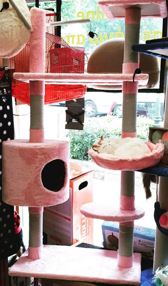 Ονυχοδρόμιο γάτας Πολυόροφο Pink Fur (1,30m)
