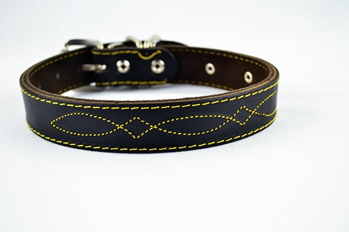 Περιλαίμιο σκύλου σκούρο Kαφέ με Kίτρινο