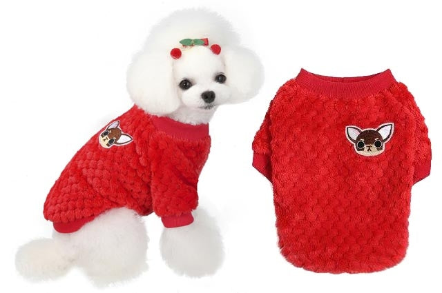MINI RED fleece dog clothes