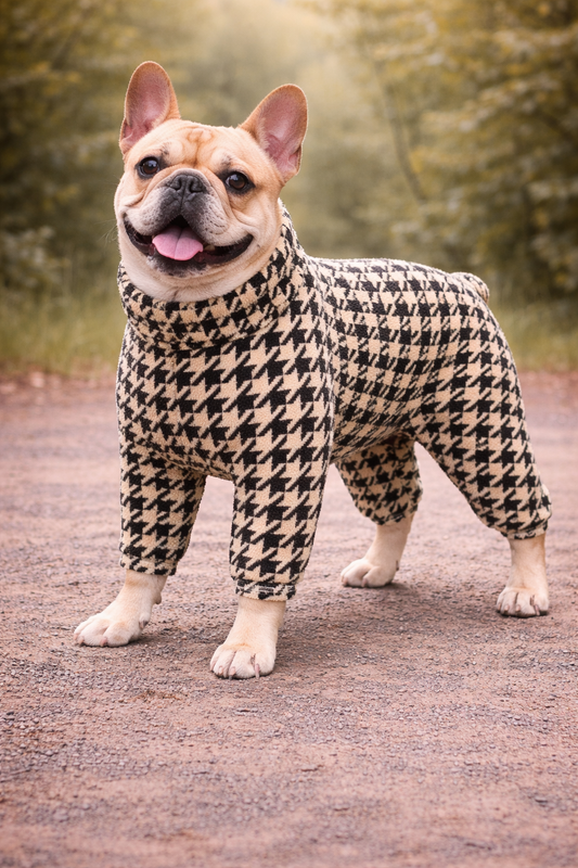 Ρούχο σκύλου ολόσωμο φορμάκι SANVI HOUNDSTOOTH