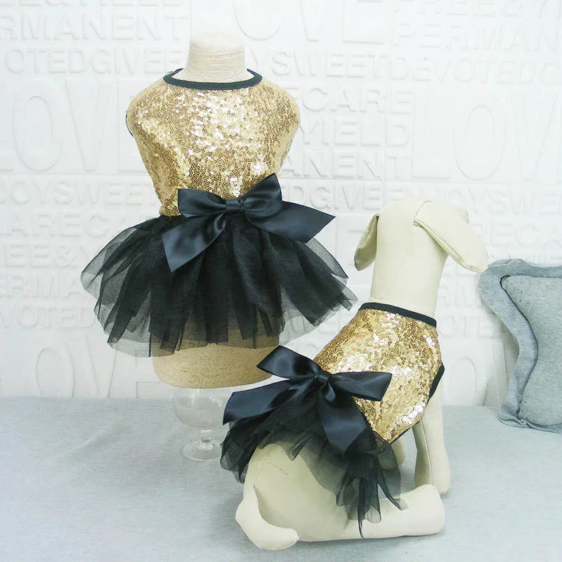 Ρούχο σκύλου φόρεμα BLACK & GOLD