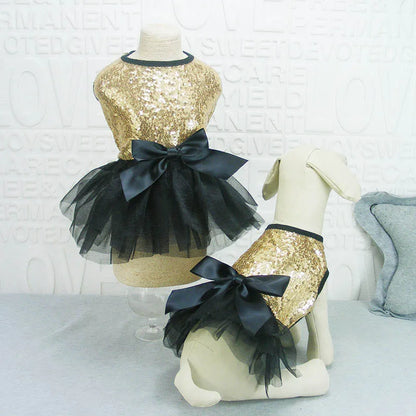 Ρούχο σκύλου φόρεμα BLACK & GOLD