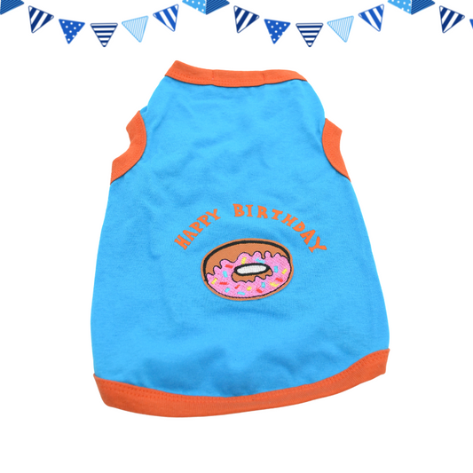 Ρούχο σκύλου T-Shirt BIRTHDAY DONUT