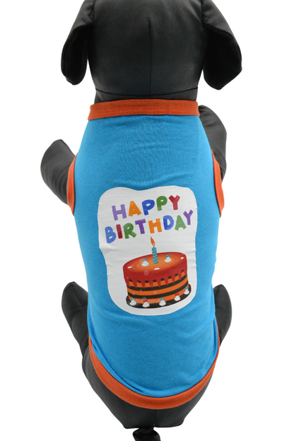 Ρούχο σκύλου γενεθλίων T-shirt HAPPY BIRTHDAY BLUE
