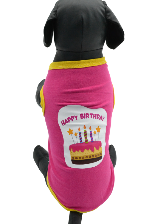 Ρούχο σκύλου γενεθλίων T-shirt HAPPY BIRTHDAY PINK