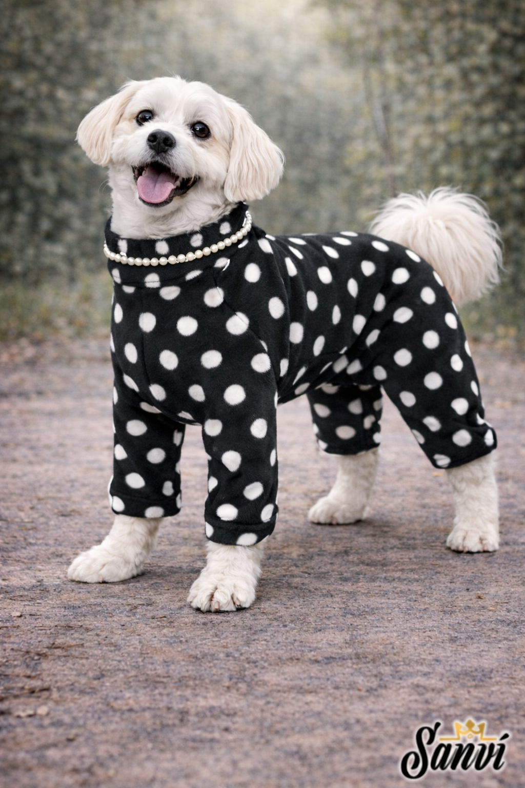 Ρούχο σκύλου ολόσωμο φορμάκι SANVI Pearl Dots