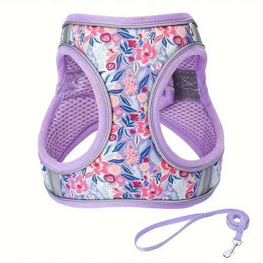 Σετ επιστήθιο-οδηγός σκύλου-γάτας Purple Floral