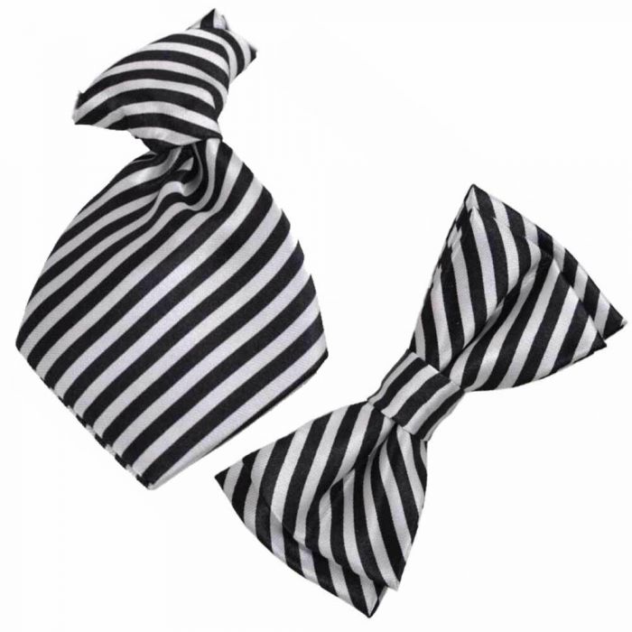 Σετ Παπιγιόν Γραβάτα σκύλου-γάτας Black & White Ferribiella