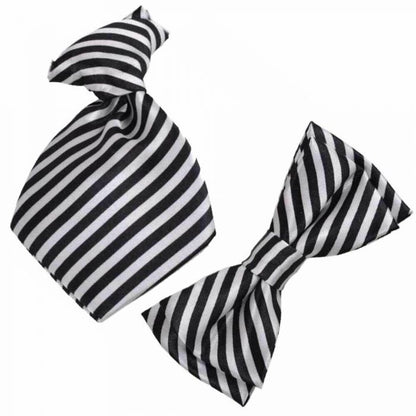 Σετ Παπιγιόν Γραβάτα σκύλου-γάτας Black & White Ferribiella