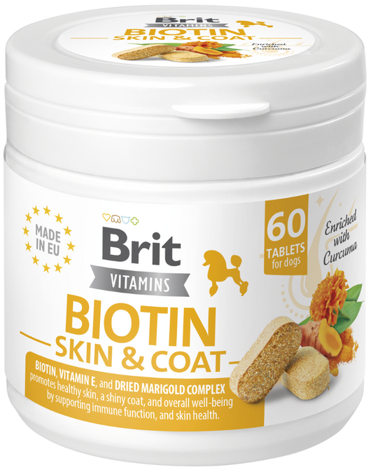 Συμπλήρωμα διατροφής ταμπλέτα σκύλου Brit Biotin Skin & Coat Care (120gr)