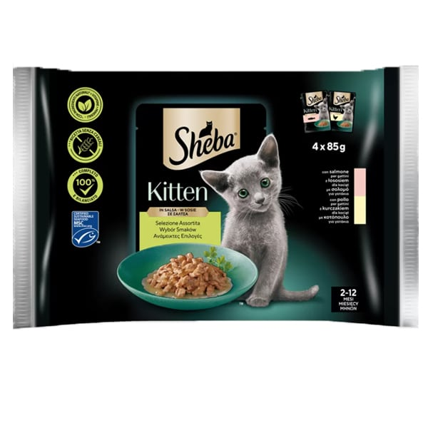 Συσκευασία φακελάκια Sheba Kitten (4x85gr)