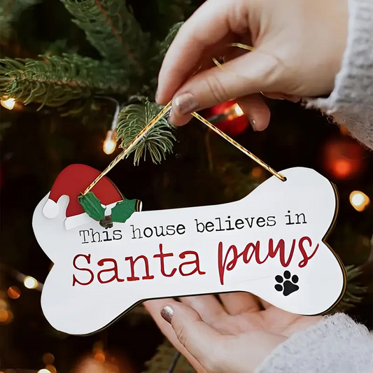 Χριστουγεννιάτικο ξύλινο κρεμαστό Santa Paws