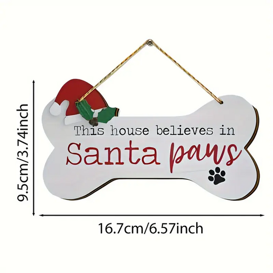 Χριστουγεννιάτικο ξύλινο κρεμαστό Santa Paws