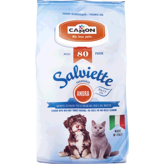 Μαντηλάκια για στεγνό καθάρισμα σκύλου γάτας Camon Ambra (100τεμ)