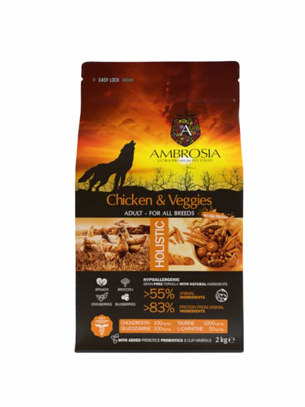 Ambrosia GrainFree Adult Κοτόπουλο- Λαχανικά ξηρά τροφή σκύλου