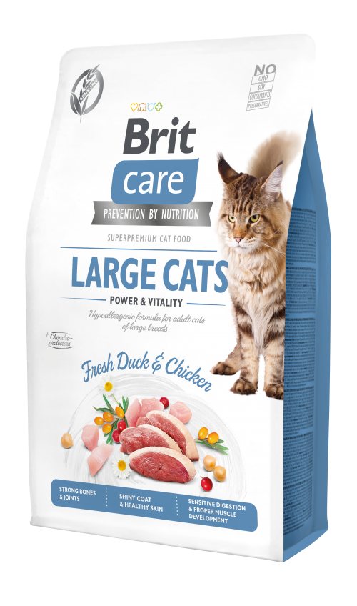 Ξηρά τροφή γάτας Brit Care® Cat GF Adult Large Πάπια-Κοτόπουλο