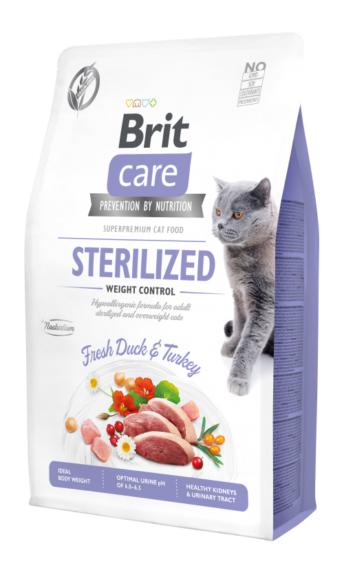 Ξηρά τροφή γάτας Brit Care® Cat GF Sterilized Weight Control Πάπια-Γαλοπούλα