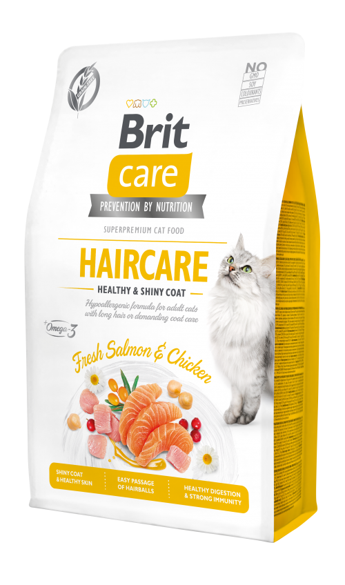 Ξηρά τροφή γάτας Brit Care® Cat GF Hair Care Σολομός-Κοτόπουλο