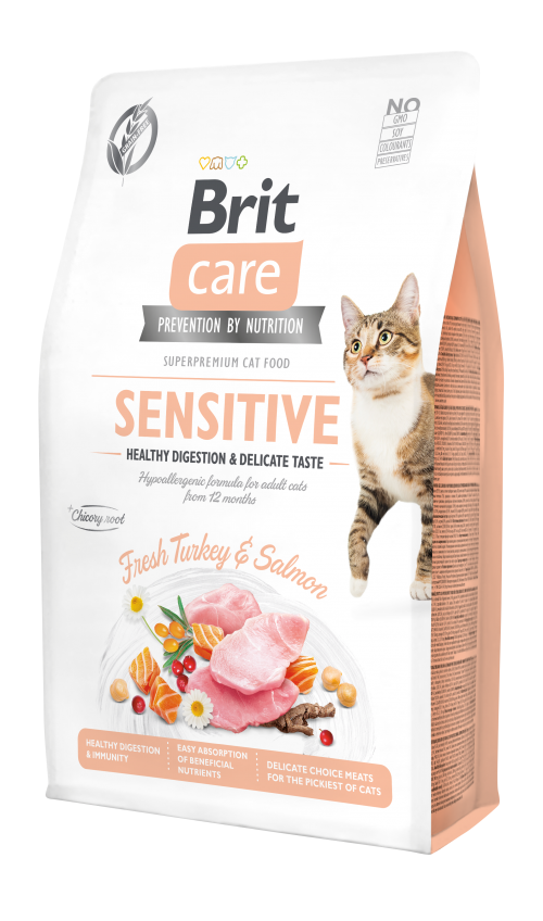 Ξηρά τροφή γάτας Brit Care® Cat GF Sensitive Γαλοπούλα-Σολομός