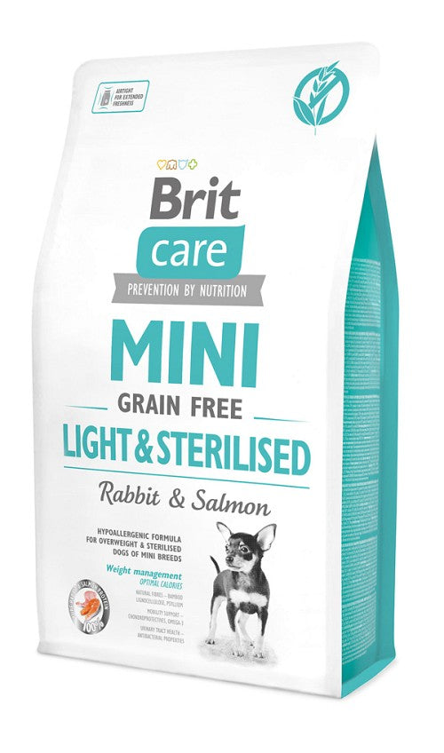Ξηρά τροφή σκύλου Brit Care Mini® Grain Free Adult Light Sterilised Κουνέλι-Σολομός