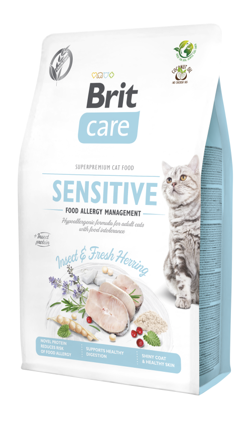 Ξηρά τροφή γάτας Brit Care® Cat GF Sensitive (Food Allergy) Έντομα-Ρέγγα