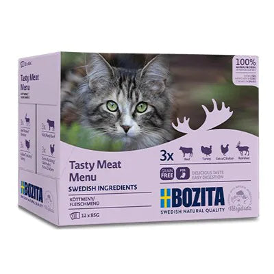 BONUS PACK φακελάκια γάτας BOZITA TASTY MEAT MENU (12x85gr)