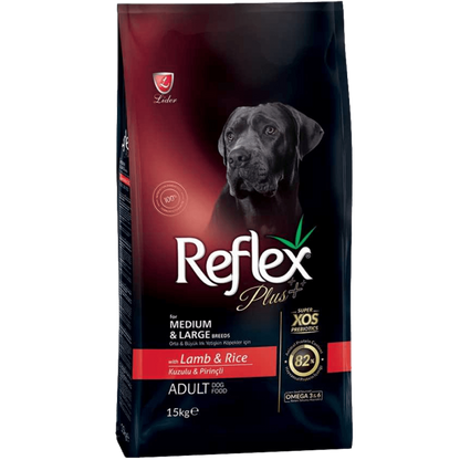 Ξηρά τροφή σκύλου Reflex Plus Medium-Large Breeds (15kg)  (πολλές γεύσεις)