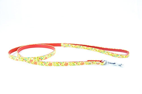 Οδηγός σκύλου Kίτρινο-Kόκκινο με λουλουδάκια