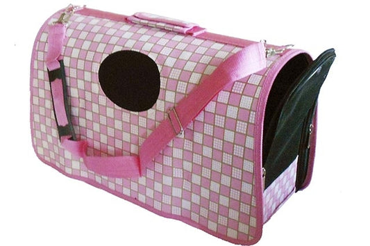 Τσάντα μεταφοράς σκύλου-γάτας Checkered Pink